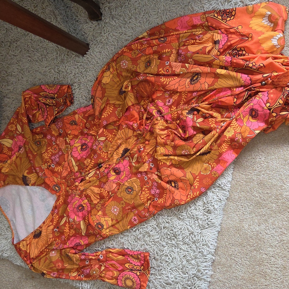 Hand made dress size medium orange